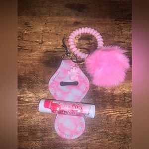 NWT Pink Chapstick Holder Keychain Set